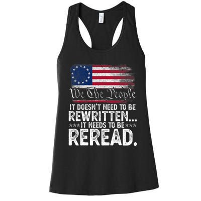 1776 We The People Betsy Ross 4th Of July American Flag 1776 Women's Racerback Tank