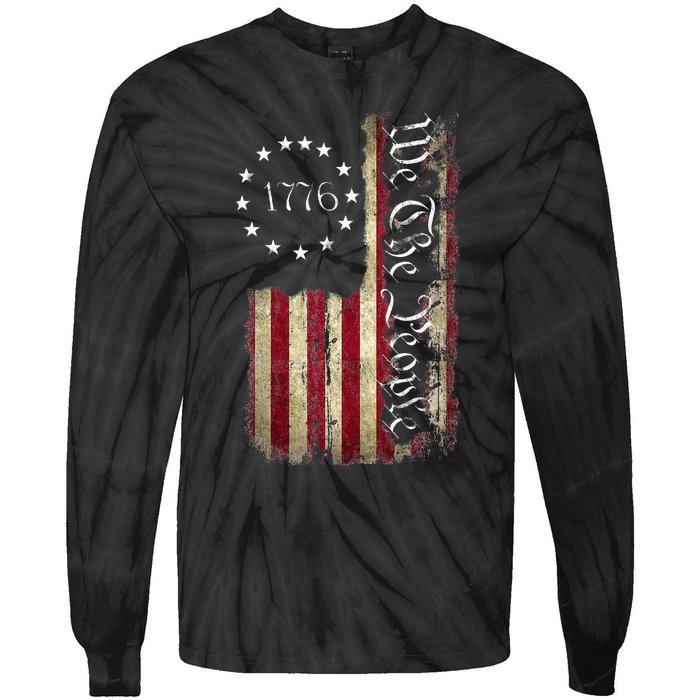 1776 We The People Patriotic American Constitution Tie-Dye Long Sleeve Shirt