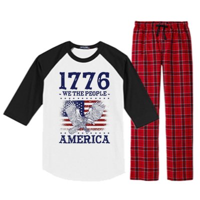 1776 We The People American Flag Eagle Patriotic Raglan Sleeve Pajama Set