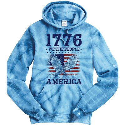 1776 We The People American Flag Eagle Patriotic Tie Dye Hoodie