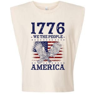 1776 We The People American Flag Eagle Patriotic Garment-Dyed Women's Muscle Tee