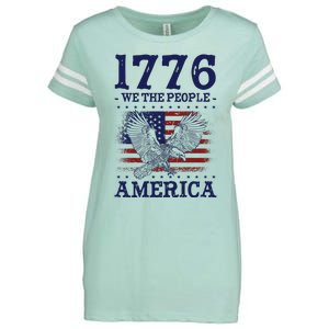 1776 We The People American Flag Eagle Patriotic Enza Ladies Jersey Football T-Shirt