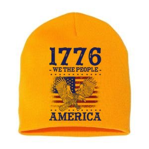 1776 We The People American Flag Eagle Patriotic Short Acrylic Beanie