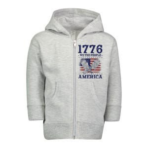 1776 We The People American Flag Eagle Patriotic Toddler Zip Fleece Hoodie