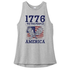 1776 We The People American Flag Eagle Patriotic Ladies PosiCharge Tri-Blend Wicking Tank