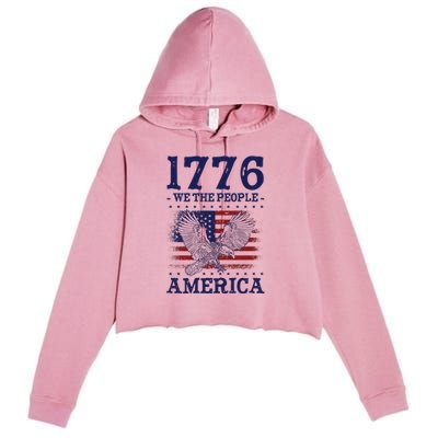 1776 We The People American Flag Eagle Patriotic Crop Fleece Hoodie