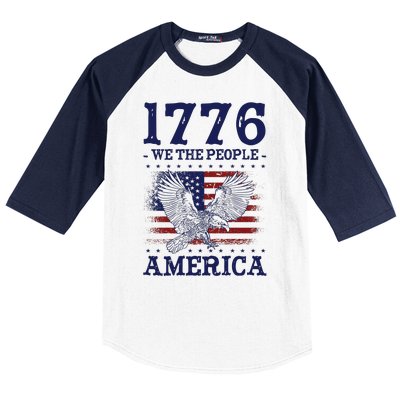 1776 We The People American Flag Eagle Patriotic Baseball Sleeve Shirt