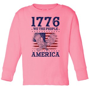 1776 We The People American Flag Eagle Patriotic Toddler Long Sleeve Shirt