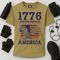 1776 We The People American Flag Eagle Patriotic Cooling Performance Crew T-Shirt