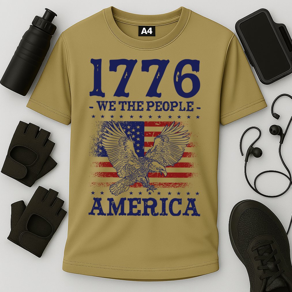 1776 We The People American Flag Eagle Patriotic Cooling Performance Crew T-Shirt
