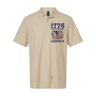 1776 We The People American Flag Eagle Patriotic Softstyle Adult Sport Polo