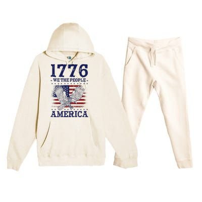 1776 We The People American Flag Eagle Patriotic Premium Hooded Sweatsuit Set