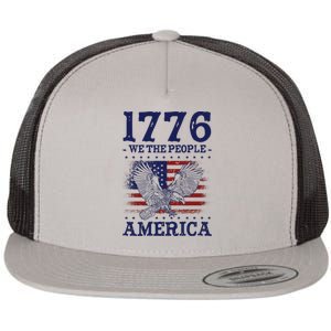 1776 We The People American Flag Eagle Patriotic Flat Bill Trucker Hat