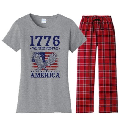 1776 We The People American Flag Eagle Patriotic Women's Flannel Pajama Set