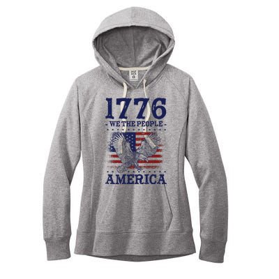 1776 We The People American Flag Eagle Patriotic Women's Fleece Hoodie