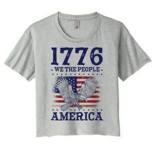 1776 We The People American Flag Eagle Patriotic Women's Crop Top Tee