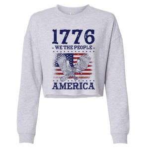 1776 We The People American Flag Eagle Patriotic Cropped Pullover Crew