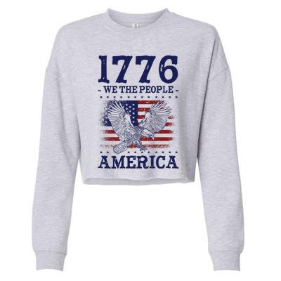 1776 We The People American Flag Eagle Patriotic Cropped Pullover Crew