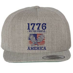 1776 We The People American Flag Eagle Patriotic Wool Snapback Cap