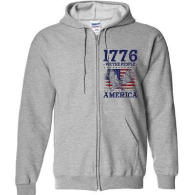 1776 We The People American Flag Eagle Patriotic Full Zip Hoodie