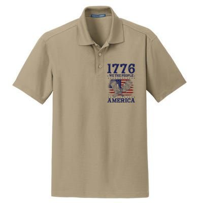 1776 We The People American Flag Eagle Patriotic Dry Zone Grid Polo