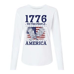 1776 We The People American Flag Eagle Patriotic Womens Cotton Relaxed Long Sleeve T-Shirt