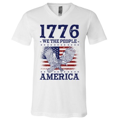 1776 We The People American Flag Eagle Patriotic V-Neck T-Shirt