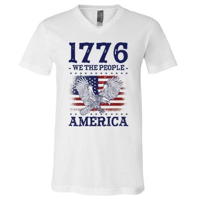 1776 We The People American Flag Eagle Patriotic V-Neck T-Shirt