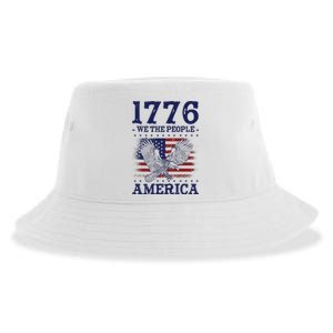 1776 We The People American Flag Eagle Patriotic Sustainable Bucket Hat