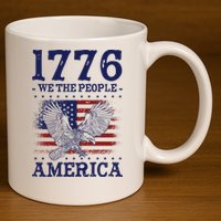 1776 We The People American Flag Eagle Patriotic 11oz C Handle Ceramic Mug