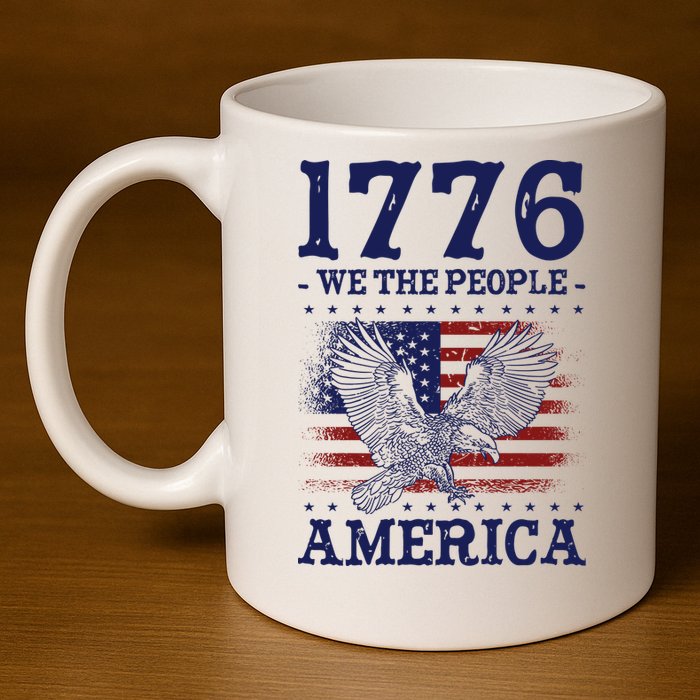 1776 We The People American Flag Eagle Patriotic 11oz C Handle Ceramic Mug