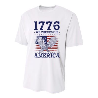 1776 We The People American Flag Eagle Patriotic Youth Performance Sprint T-Shirt