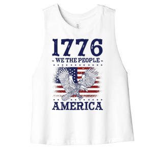 1776 We The People American Flag Eagle Patriotic Women's Racerback Cropped Tank