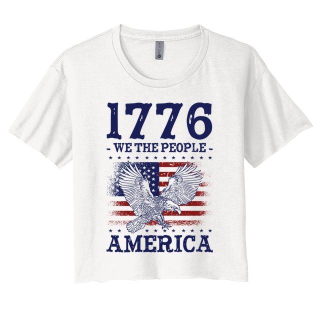 1776 We The People American Flag Eagle Patriotic Crop Top