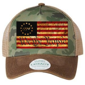 1776 We The People US Flag Visually Aged And Distressed Legacy Tie Dye Trucker Hat