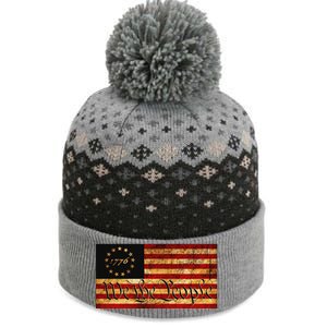 1776 We The People US Flag Visually Aged And Distressed The Baniff Cuffed Pom Beanie