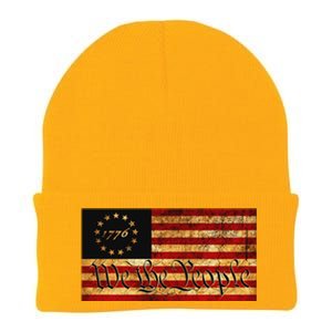 1776 We The People US Flag Visually Aged And Distressed Knit Cap Winter Beanie