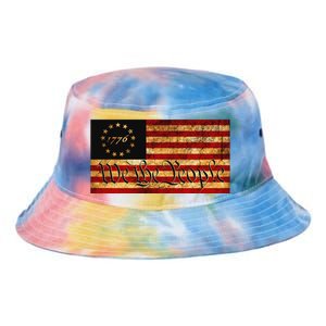 1776 We The People US Flag Visually Aged And Distressed Tie Dye Newport Bucket Hat