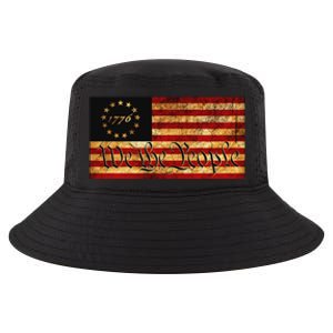 1776 We The People US Flag Visually Aged And Distressed Cool Comfort Performance Bucket Hat