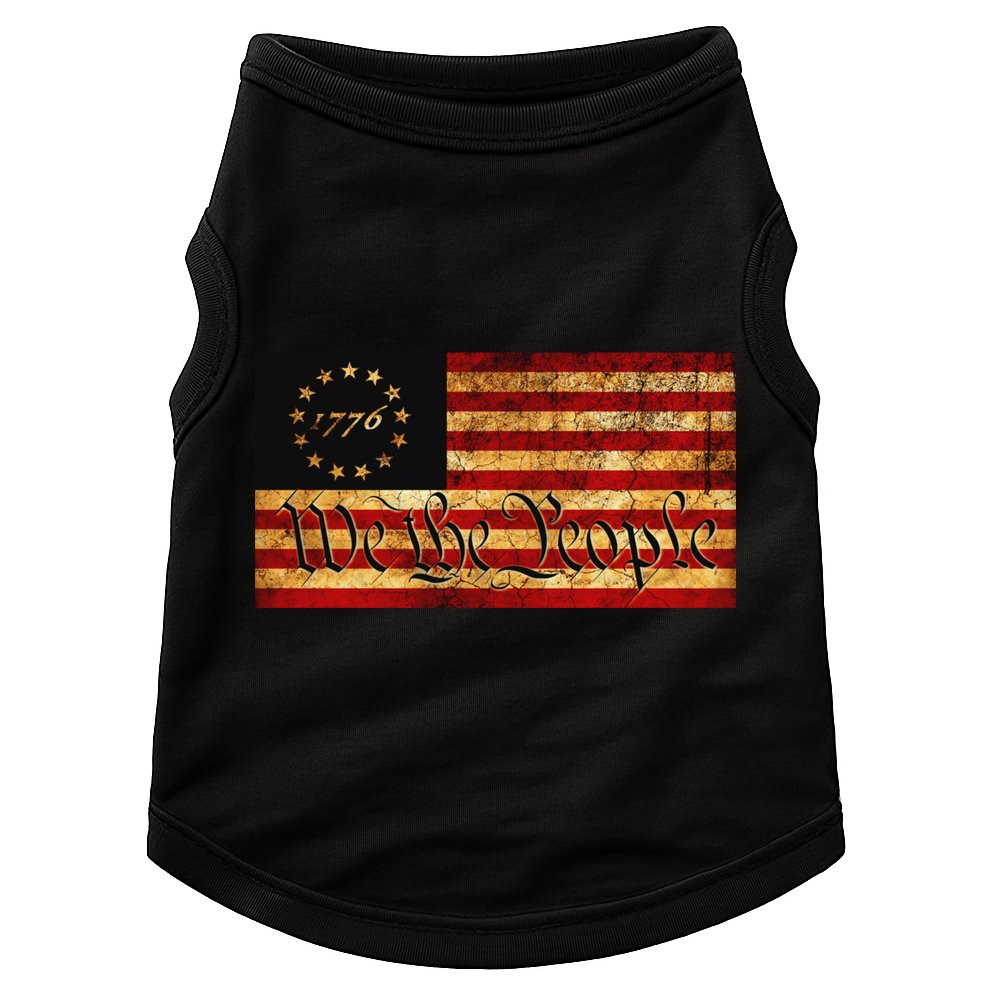 1776 We The People US Flag Visually Aged And Distressed Doggie Tank