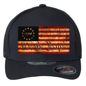 1776 We The People US Flag Visually Aged And Distressed Flexfit Unipanel Trucker Cap