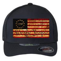 1776 We The People US Flag Visually Aged And Distressed Flexfit Unipanel Trucker Cap