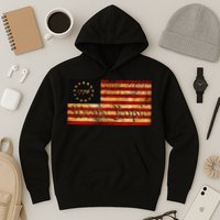 1776 We The People US Flag Visually Aged And Distressed Hoodie