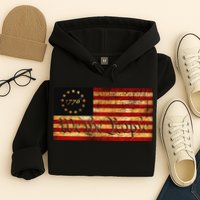 1776 We The People US Flag Visually Aged And Distressed Hoodie