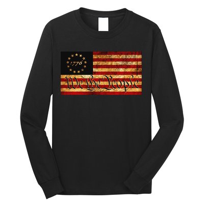 1776 We The People US Flag Visually Aged And Distressed Long Sleeve Shirt