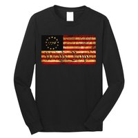 1776 We The People US Flag Visually Aged And Distressed Long Sleeve Shirt
