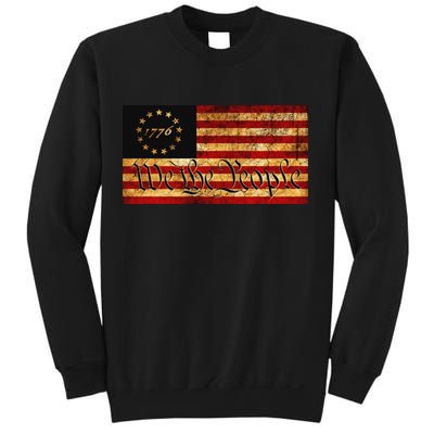 1776 We The People US Flag Visually Aged And Distressed Sweatshirt