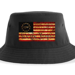 1776 We The People US Flag Visually Aged And Distressed Sustainable Bucket Hat