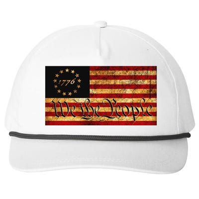 1776 We The People US Flag Visually Aged And Distressed Snapback Five-Panel Rope Hat