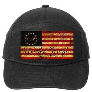 1776 We The People US Flag Visually Aged And Distressed 7-Panel Snapback Hat